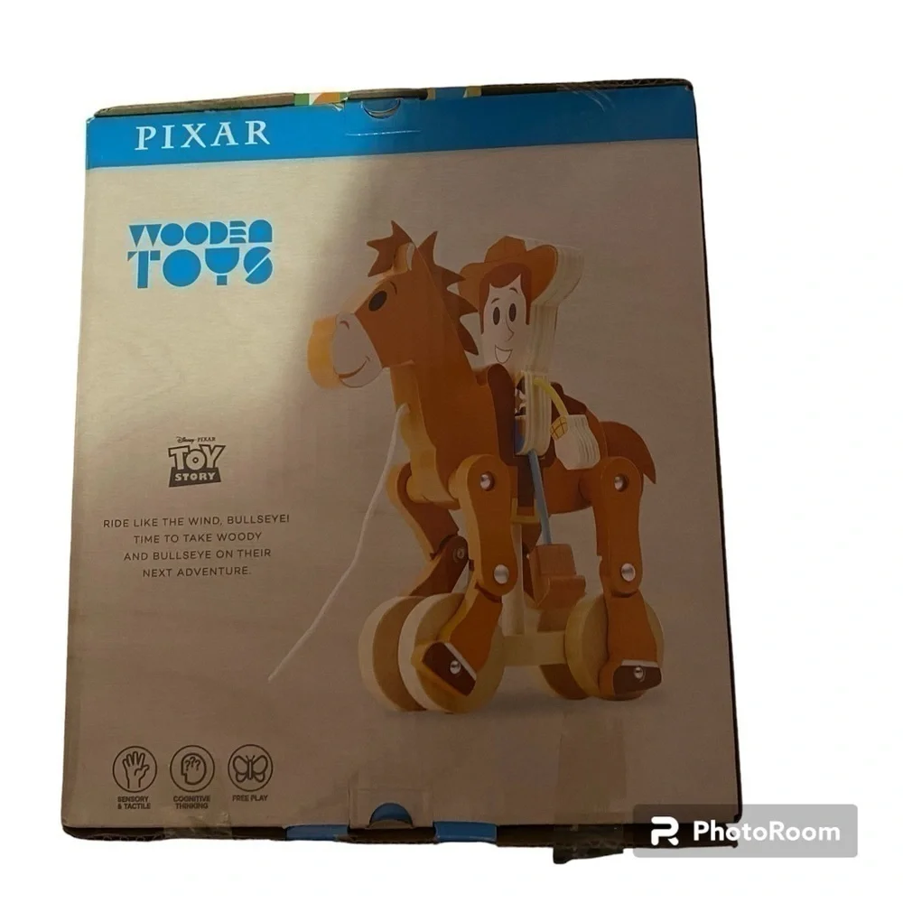 Disney Pull Woody & Bullseye Toy Wooden NEW Pixar Toy Story Horse